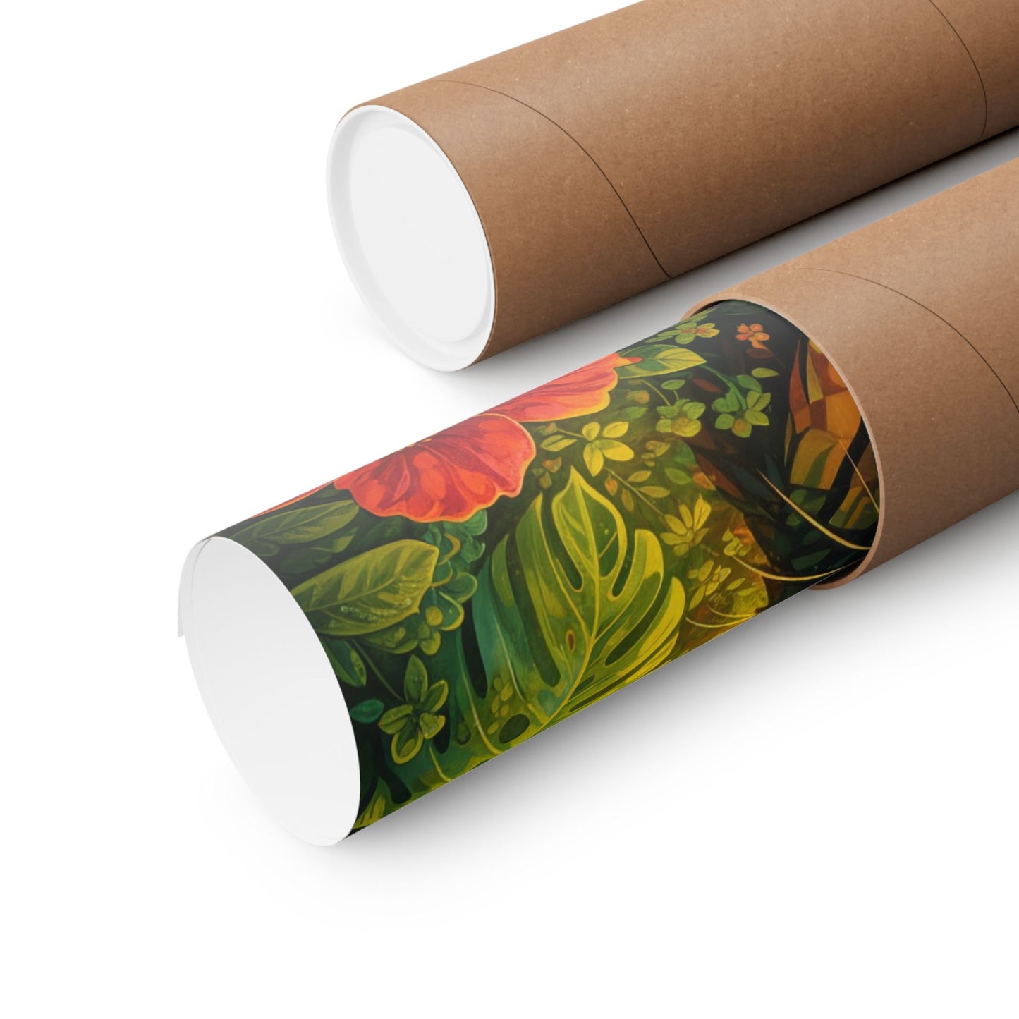 Tropical Cat Poster — Vibrant Botanical Matte Vertical Wall Art