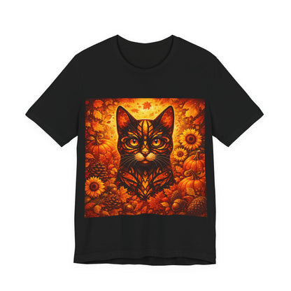 Autumn Cat Tee — Sunflower Pumpkin Fall Cat Graphic T-Shirt