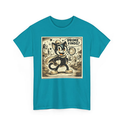 Retro Detective Cat T-Shirt — "Prime Finds!" Vintage Cartoon Tee