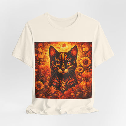 Autumn Cat Tee — Sunflower Pumpkin Fall Cat Graphic T-Shirt