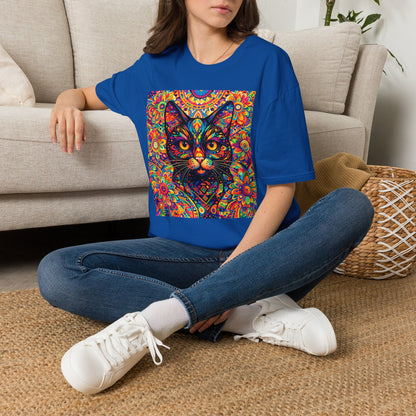 Psychedelic Cat T-Shirt — Colorful Mandala Cat Graphic Tee