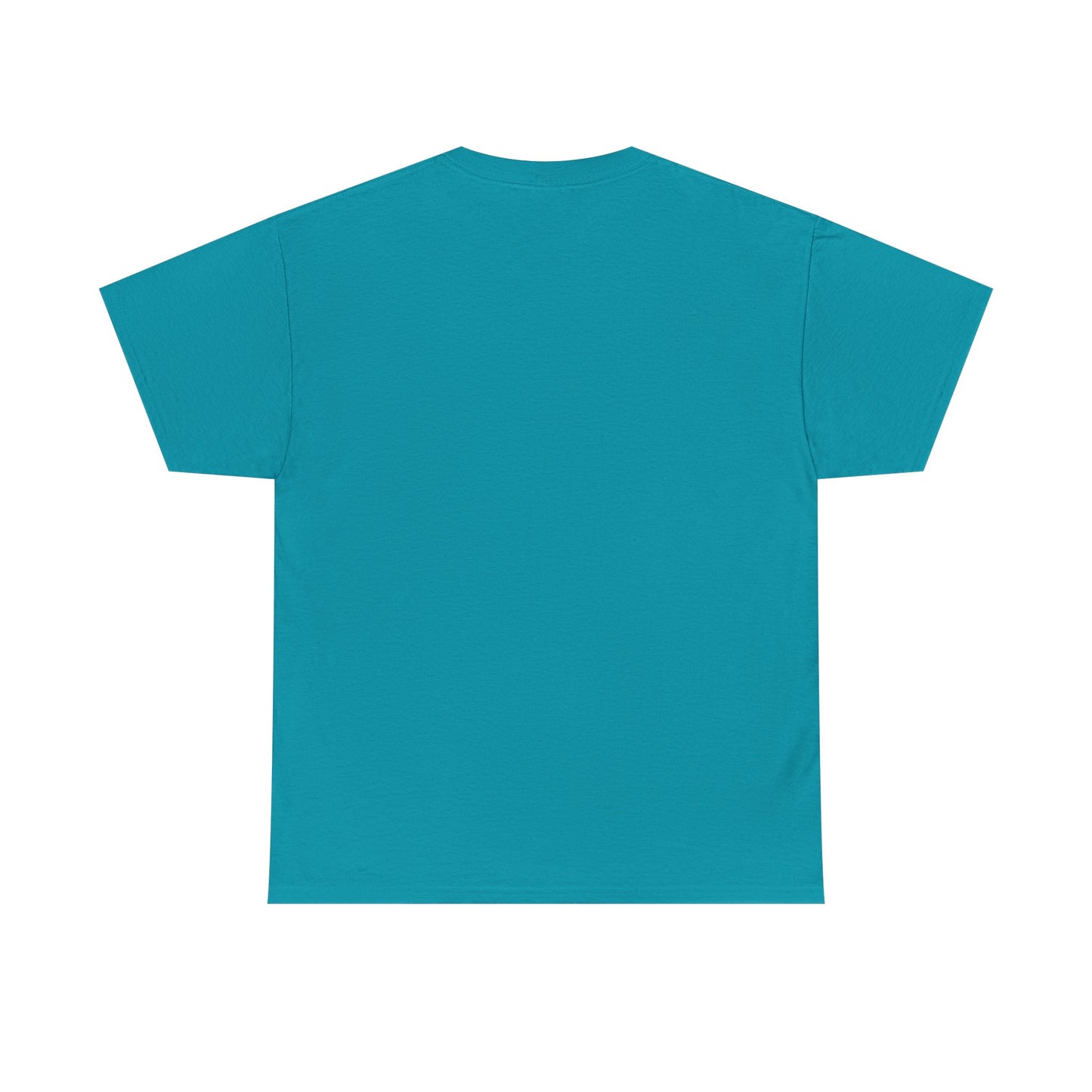 Teal vintage T-shirt, plain back view with crew neck and short sleeves