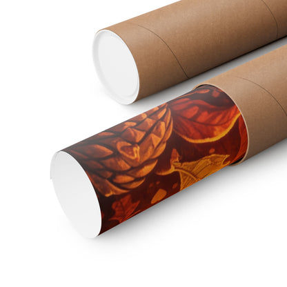 Autumn Cat Poster — Fall Pumpkin & Sunflower Matte Wall Art