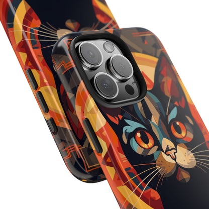 Cat Mandala Tough Phone Case — Protective Artistic Black Cat Design